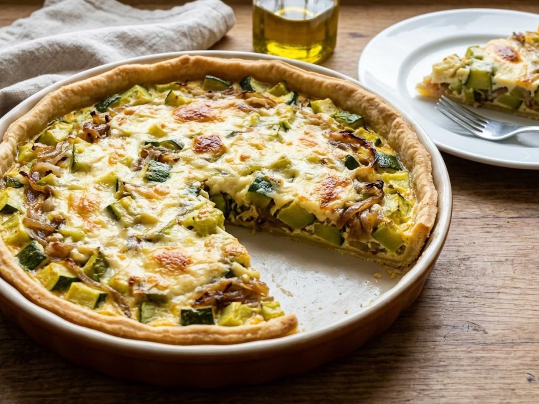 Tarta de zapallitos sin base húmeda: la técnica para que las porciones no se desarmen al cortar